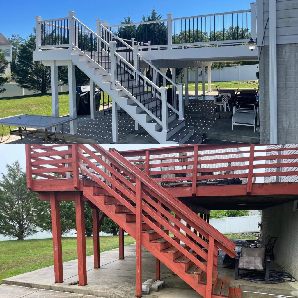 before and after deck build Pasadena, MD.